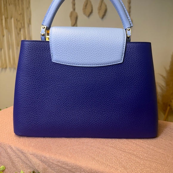 NWT Louis Vuitton Capucines MM Top Handle Bag Two-Tone Blue Leather - Picture 2 of 13